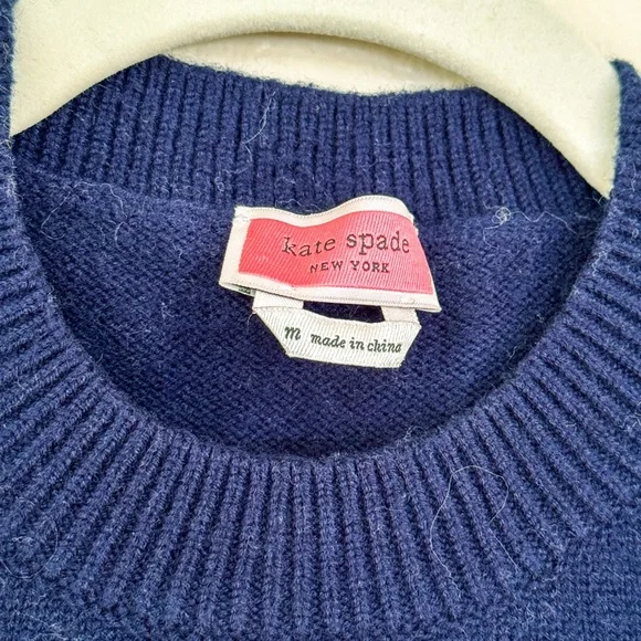 Kate Spade Blue Crew Neck Sweater with Puffed Sleeves - Picture 4 of 4